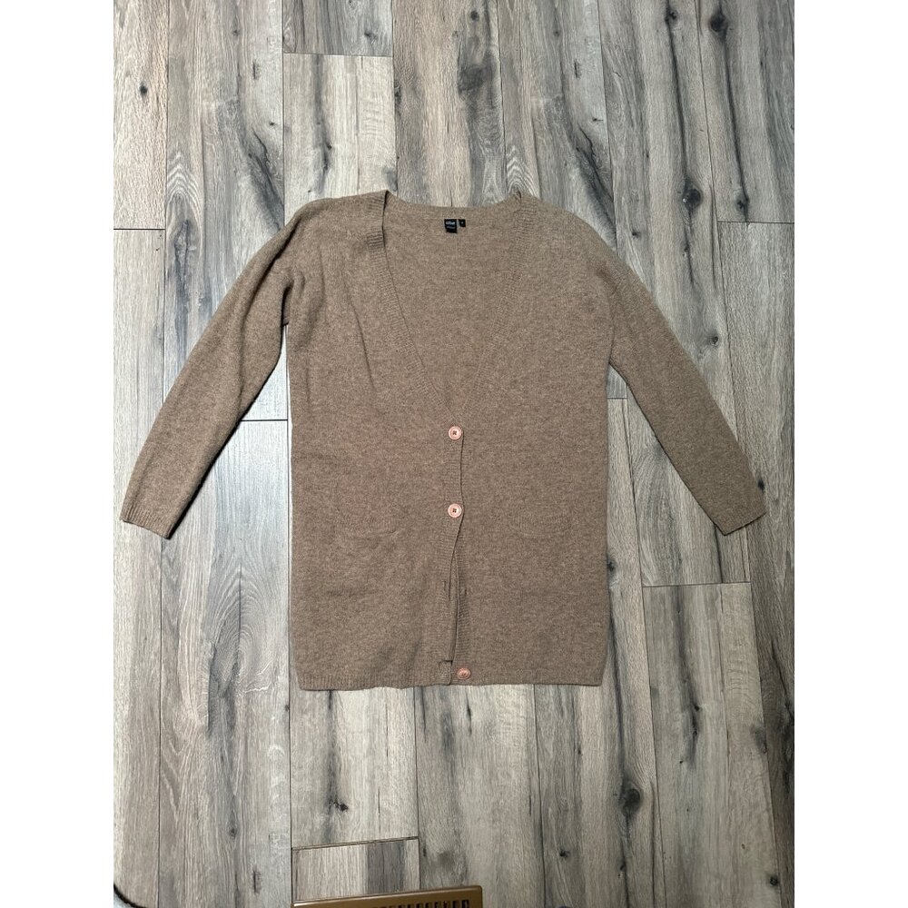 Icône G Tan 100% Wool Button-Up Cardigan Sweater READ